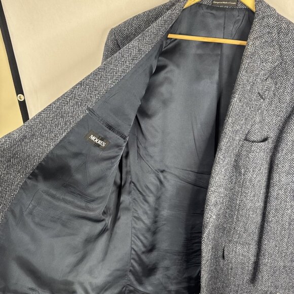 Harris Tweed Gray Blue Herringbone Wool Blazer Sport Coat Men’s 48R Scotland - Picture 9 of 9